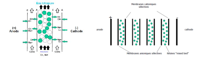Production d’eau déminéralisée par électrodéionisation